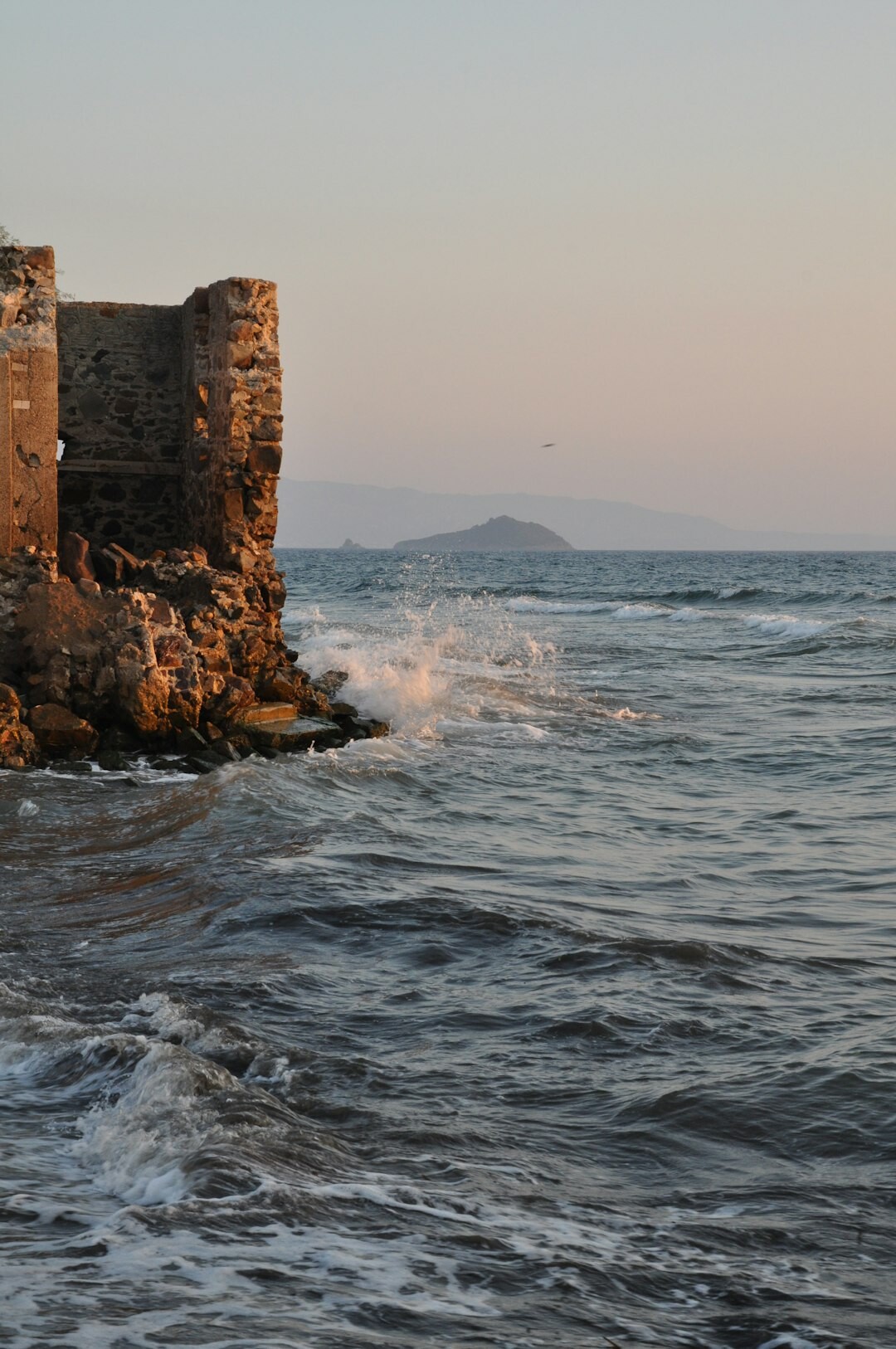 old castle sea view at dusk